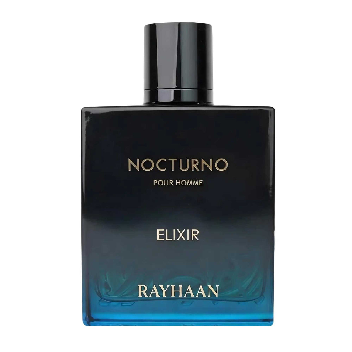 Rayhaan Nocturno Elixir 100ml EDP perfume bottle with citrus and woody fragrance elements
