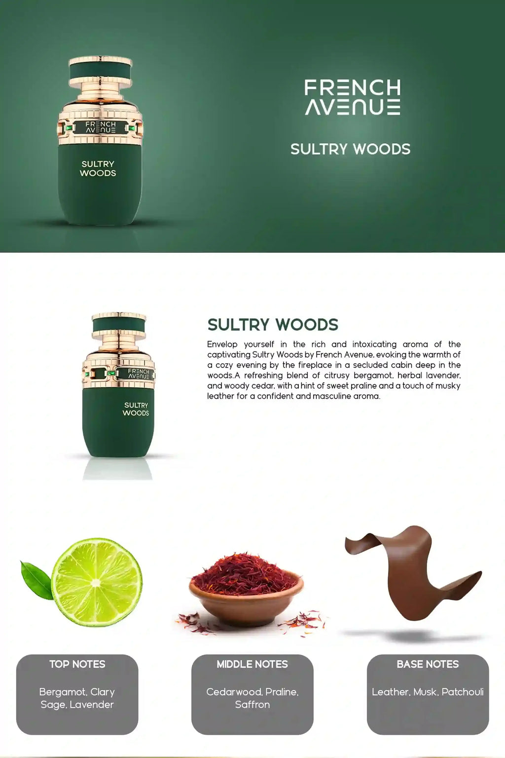 Sultry Woods Perfume 80ml EDP French Avenue by Fragrance World | ScentSaver