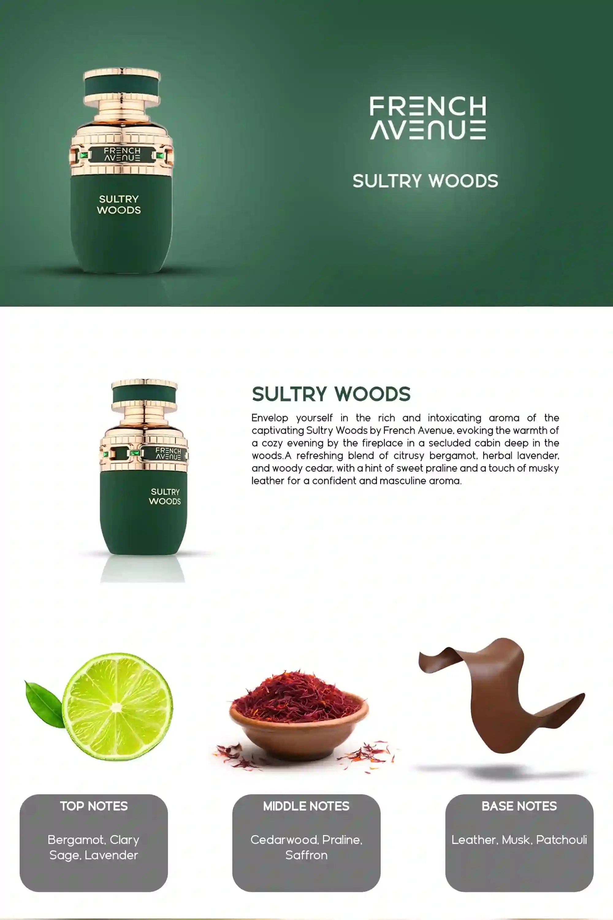 Sultry Woods Perfume 80ml EDP French Avenue by Fragrance World | ScentSaver